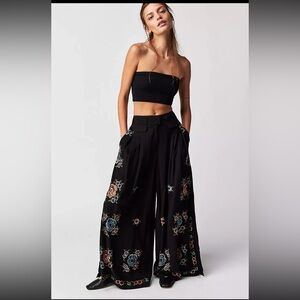 FREE PEOPLE Florence Embroidered Wide Leg Pants Sz 8 NWT $228